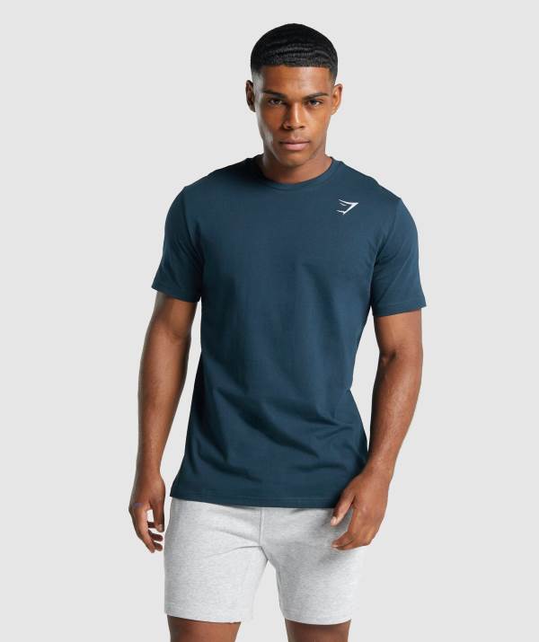 Panske Tricka Gymshark Crest Námornícka Modrá | XA3719405